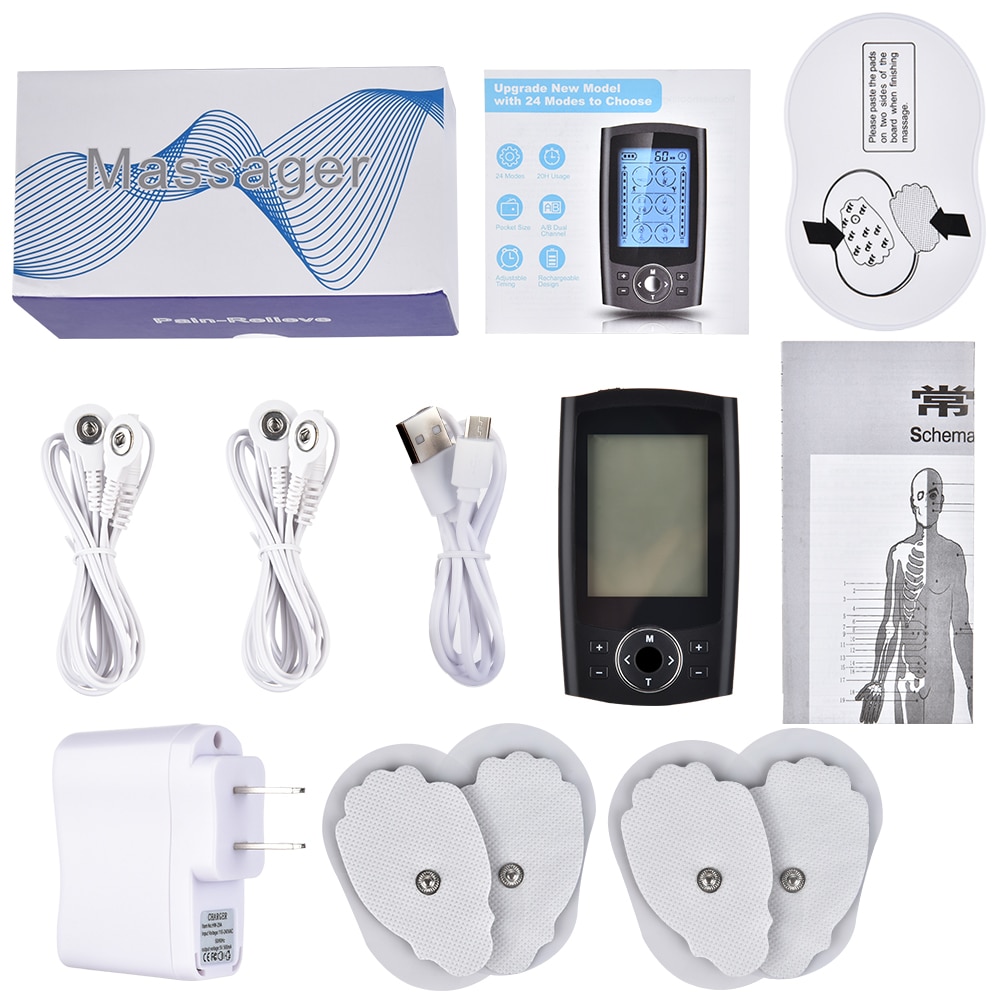 24 mode EMS Electric Tens Machine Acupuncture Full Body Massage Digital Therapy Massager Muscle Stimulator Electrostimulator