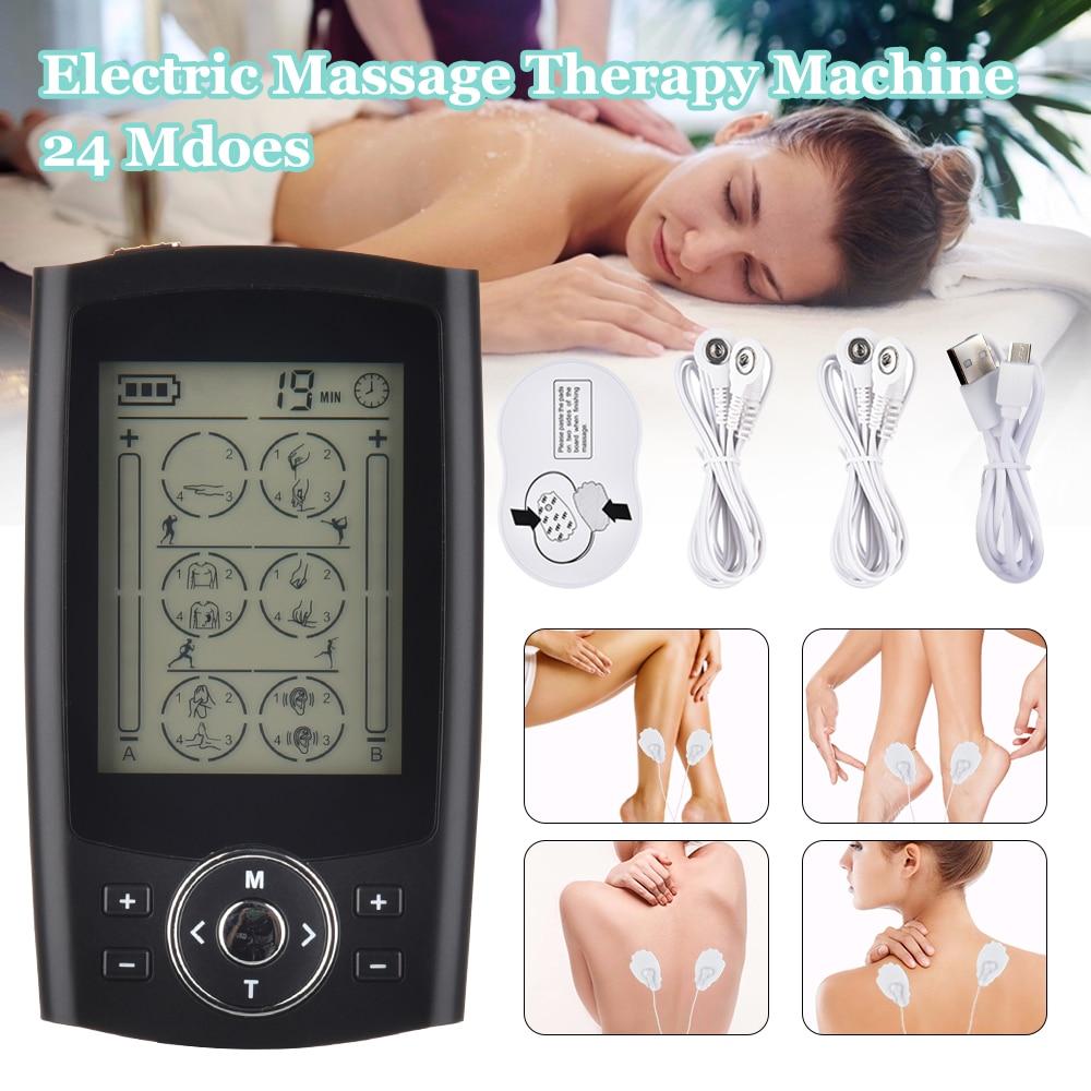 24 mode EMS Electric Tens Machine Acupuncture Full Body Massage Digital Therapy Massager Muscle Stimulator Electrostimulator