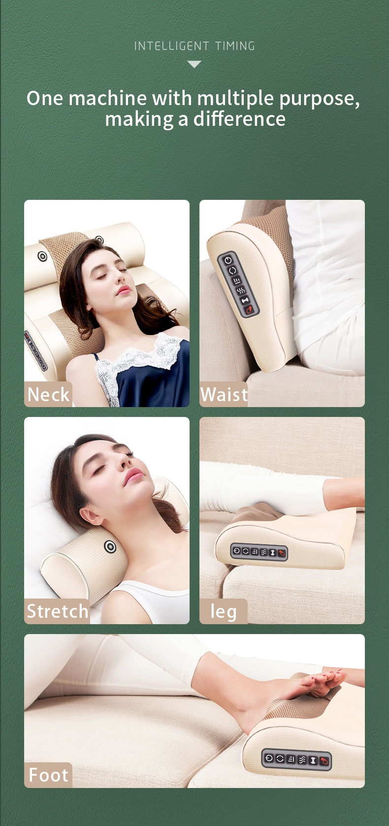 Electric Neck Shoulder Waist Back Multifunctional Kneading Whole Body Household MassagePillow Vibration Heating Pain Relief Gift