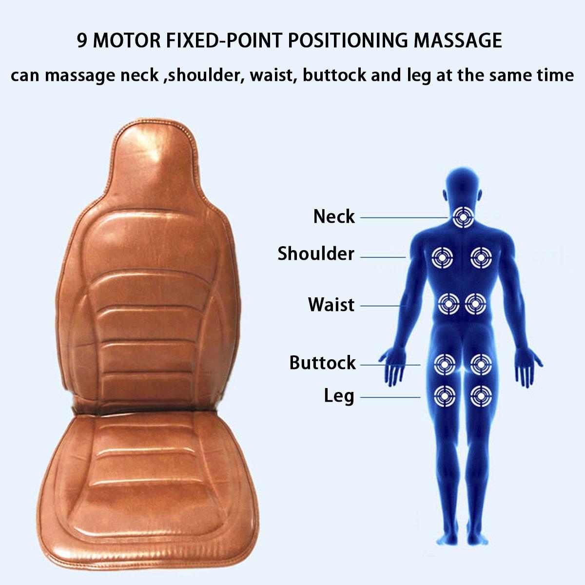 File Electric Body Heating Car Massage Cushion Vibration Seat Home Office Car Seat Chair Massager Lumbar Back Neck Pad Relax