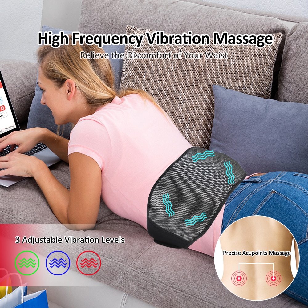 EMS Smart Waist Brace Belt Air Press Pain Relaxation Relief Massage Belt Back Brace Heating Vibration Electric Waist Massager