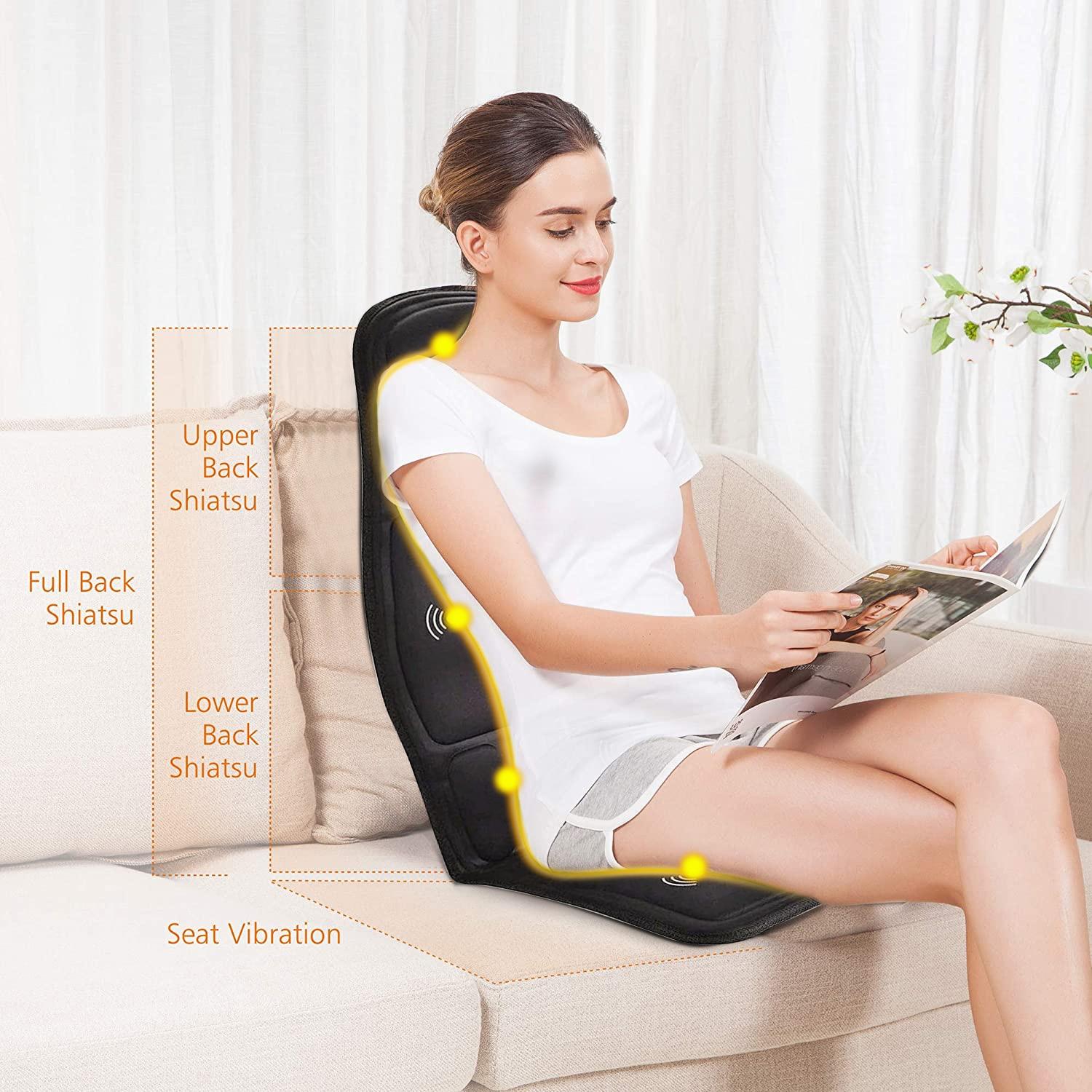 Electric Heating Back Massager Chair Pad Waist Body Massage Pain Relief Vibrating Massage Cushion for Car Home Office Chair