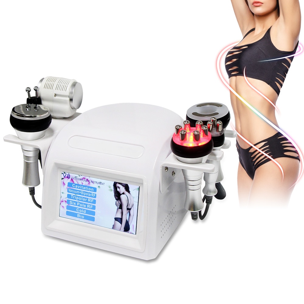 AOKO 2021 New Arrival 6 in1 40K Ultrasonic Cavitation Vacuum Slimming Machine RF Beauty Device Cold Hot Hammer Skin Tighten Tool