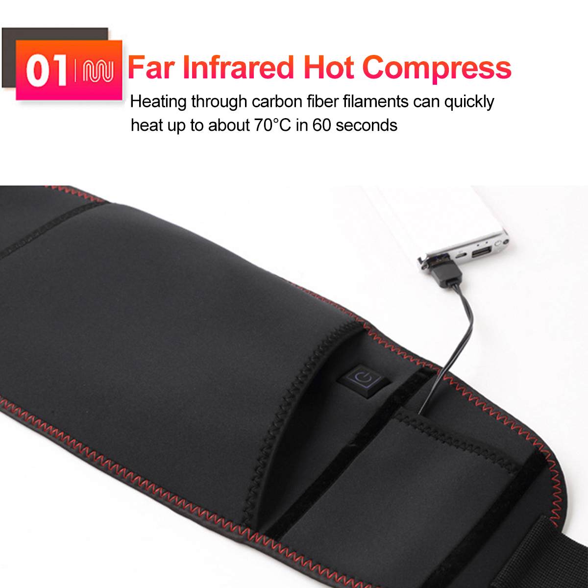 3 Gear Adjustable Waist Far Infrared Hot Compress Electric Heating Therapy Back Waist Support Belt Brace Massage Health Care