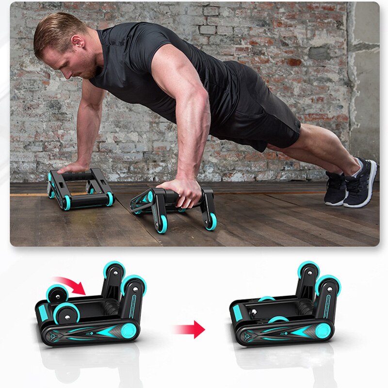 2pcs Multi-function Ab Roller Muscle Training Foldable Abdominal Wheel Push Up Rack Gym Equipment Arm Strength Fitness Exercise