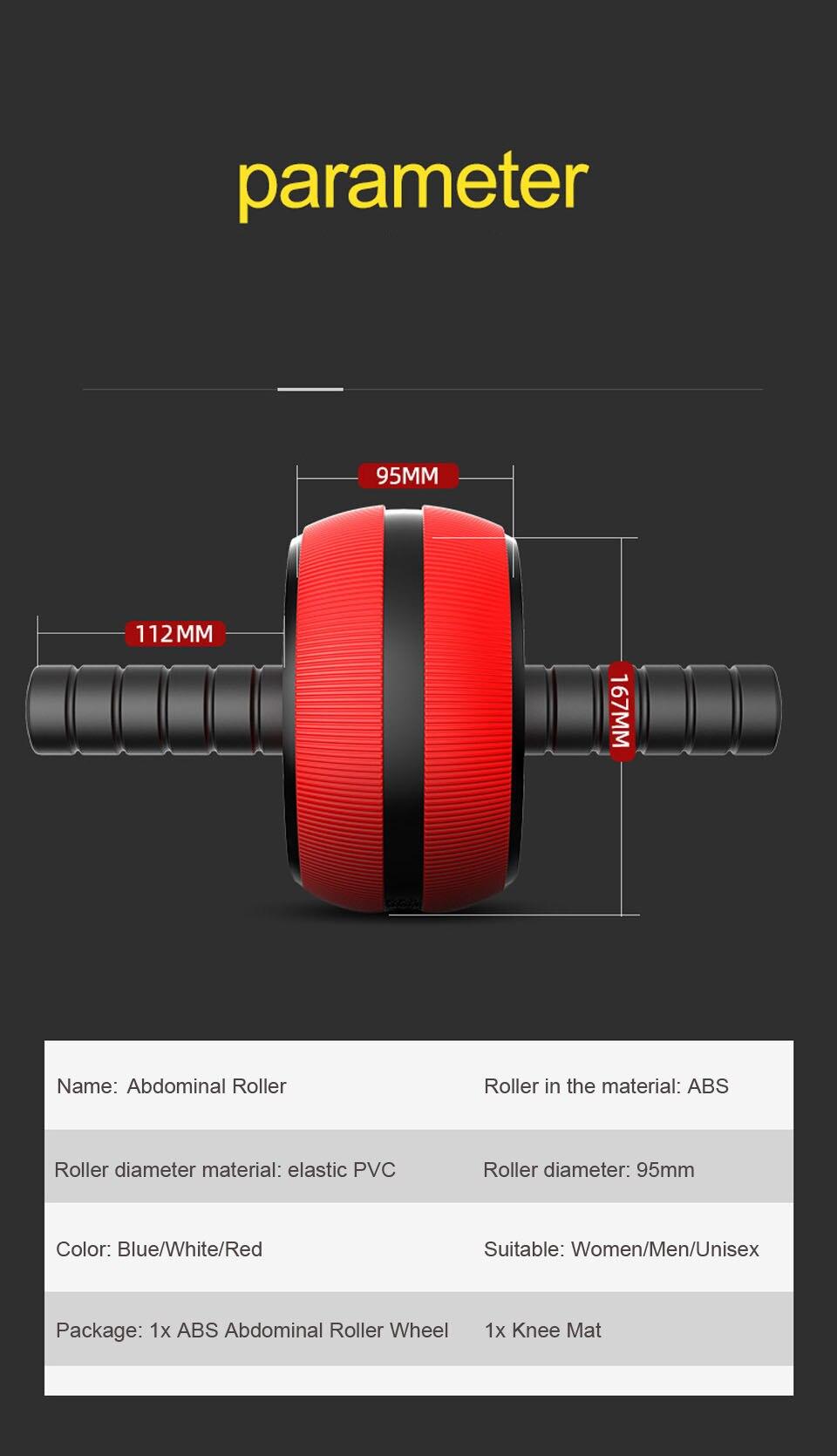 Loogdeel ABS Abdominal Roller Exercise Wheel Fitness Equipment Mute Roller For Arms Back Belly Core Trainer Body Shape Trainin