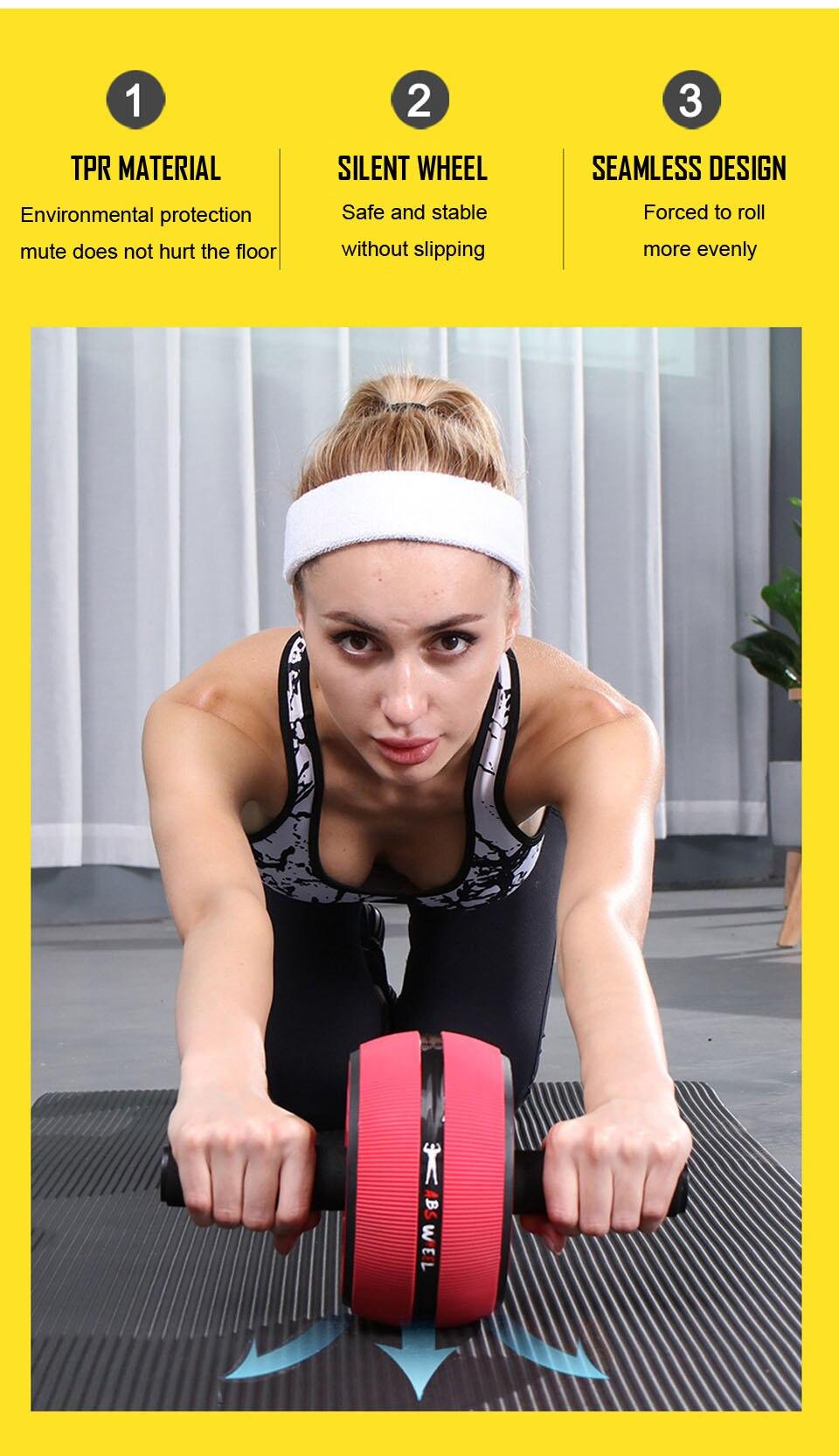 Loogdeel ABS Abdominal Roller Exercise Wheel Fitness Equipment Mute Roller For Arms Back Belly Core Trainer Body Shape Trainin