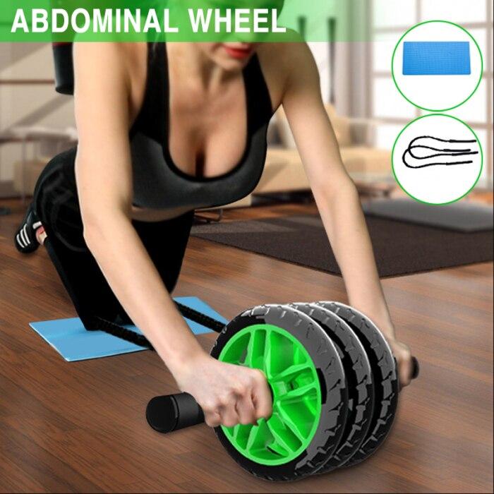 2020 Muscle Exercise Equipment Home Fitness Equipment Three rounds Abdominal Power Wheel Ab Roller Gym Roller Trainer Training