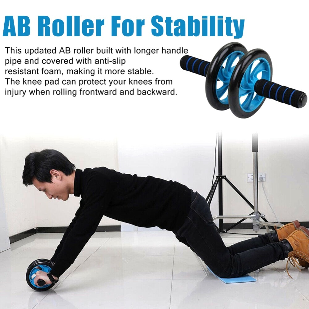 5-in-1 Muscle Trainer Wheel Roller Kit AB Wheel Abdominal Roller With Push UP Bar Jump Rope Knee Pad Gym Home Fitness Equipment