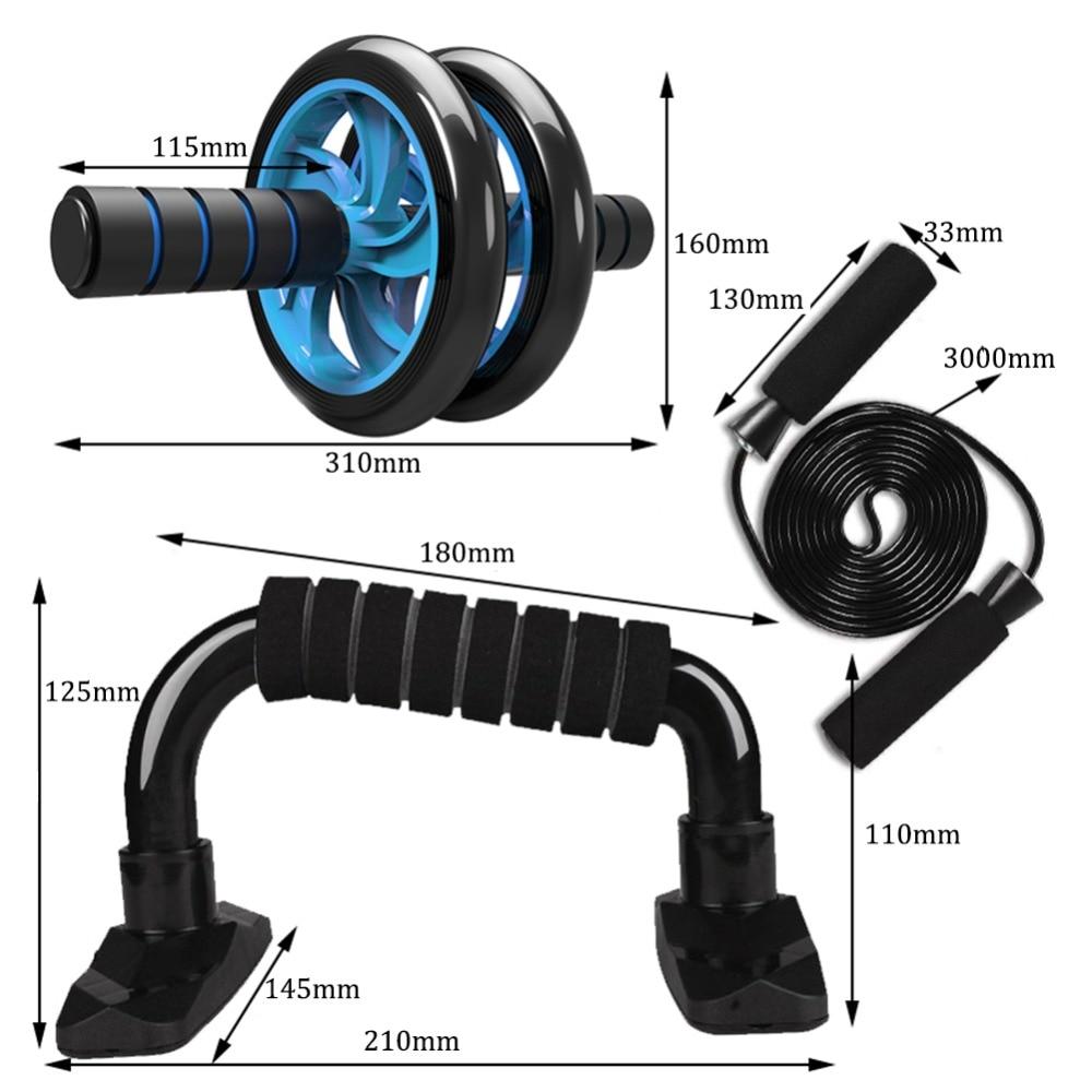 5-in-1 Muscle Trainer Wheel Roller Kit AB Wheel Abdominal Roller With Push UP Bar Jump Rope Knee Pad Gym Home Fitness Equipment