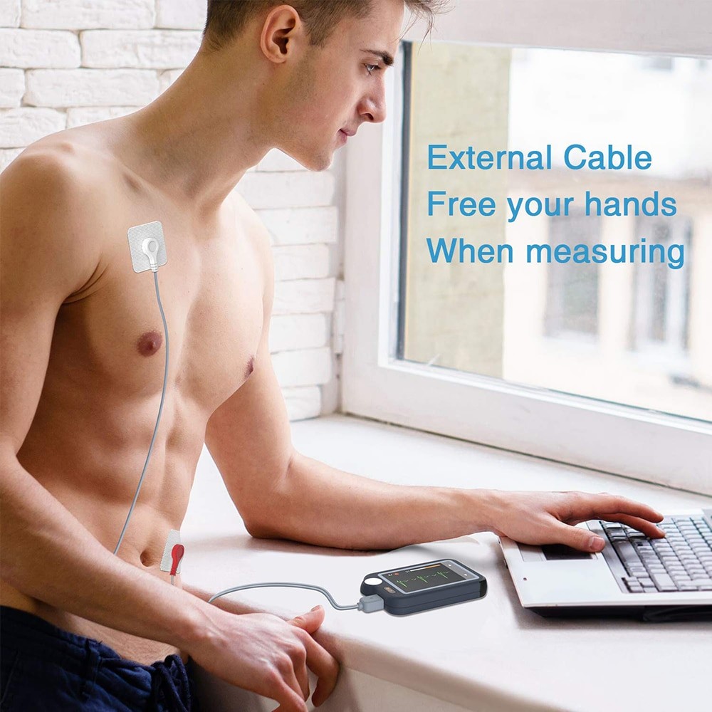 EKG Monitor Portable Heart Monitor Bluetooth ECG Machine 30s/60s/5min Historical Recording Heart Monitoring Dual User