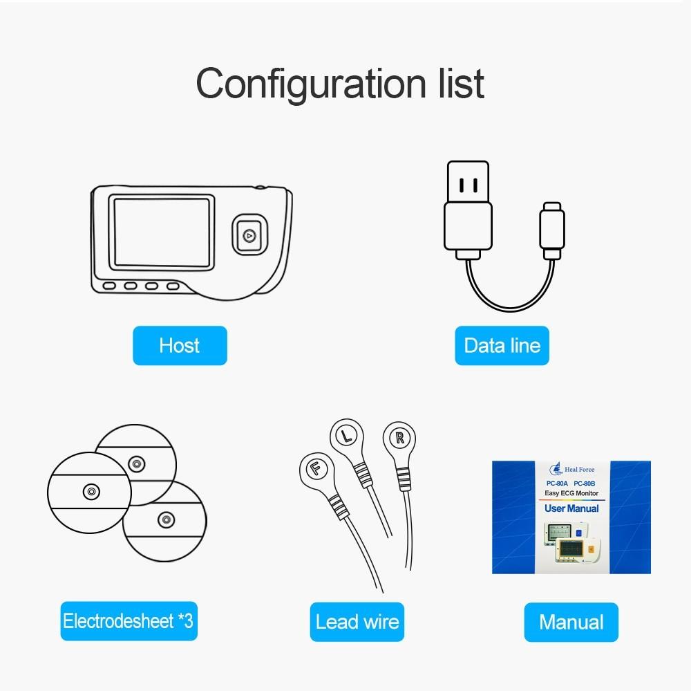 Heal Force Easy ECG Holter Monitor,Portable Household Heart EKG Handheld Heart Monitor with LCD Color Screen