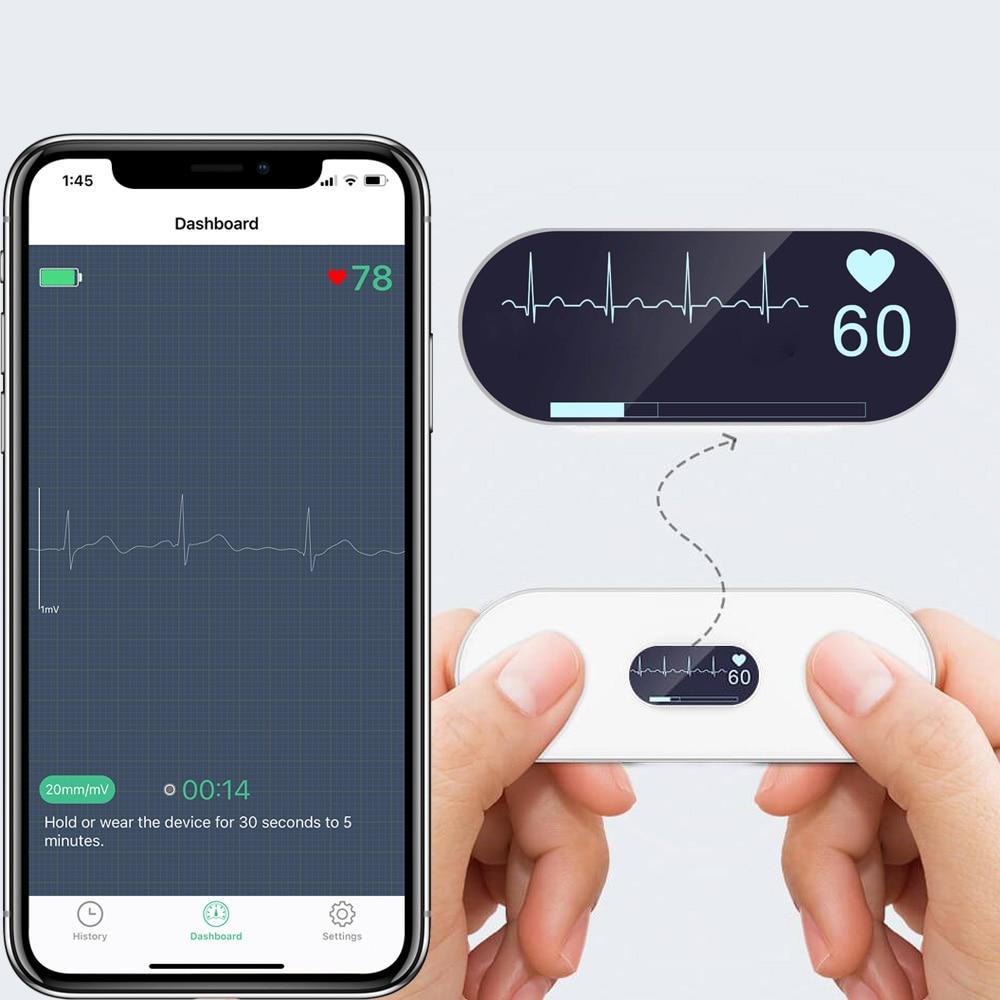 Bluetooth EKG Holter ECG With OLED Screen Wearable EKG Heart монитор Electrocardiograma Unlimited store Data Storage Share