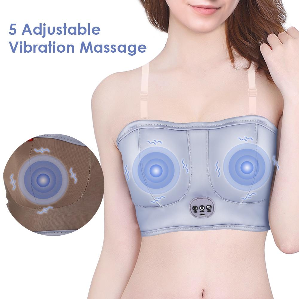 USB Charging Electric Breast Massage Bra Vibration Chest Massager Growth Enlargement Enhancer Breast Heating Stimulator Machine