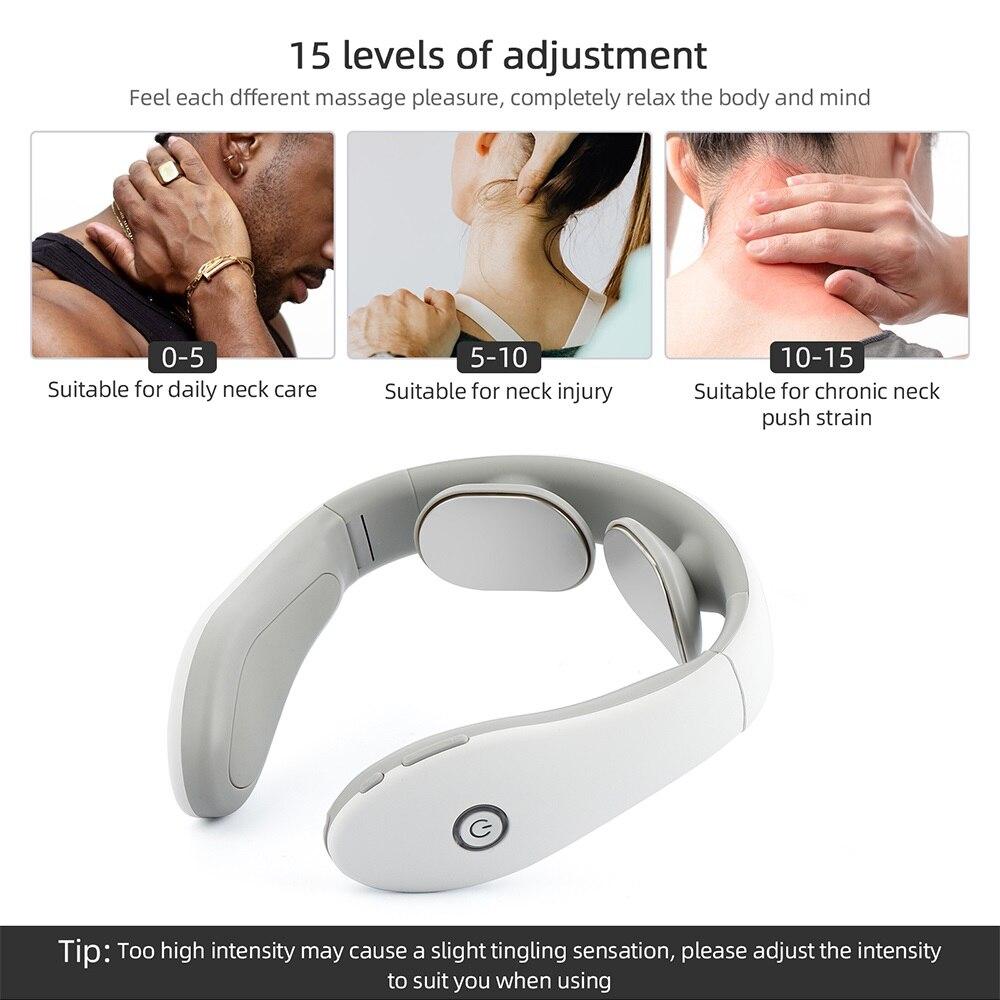 3 Modes Electric Neck and Back Pulse Massager TENS Wireless Heat Cervical Vertebra Relax Pain Massage Health Care Machine