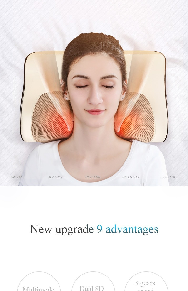 Jinkairui Infrared Heating Neck Shoulder Back Body Electric Massage Pillow Shiatsu Device Cervical Health 2021 NEW High Quality