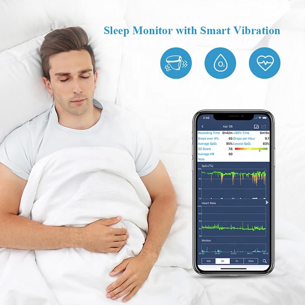 Bluetooth IOS Android Wearable Sleep Monitor vibrates reminder пульсоксиметр на палец Health Tracker with Free APP PC Report