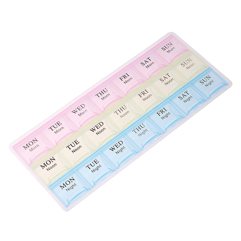 2Row(14Grids) / 3Rows(21Grids) 7 Days Weekly Pill Case Medicine Tablet Dispenser Carry Pill Box Splitters Pill Storage Supplies