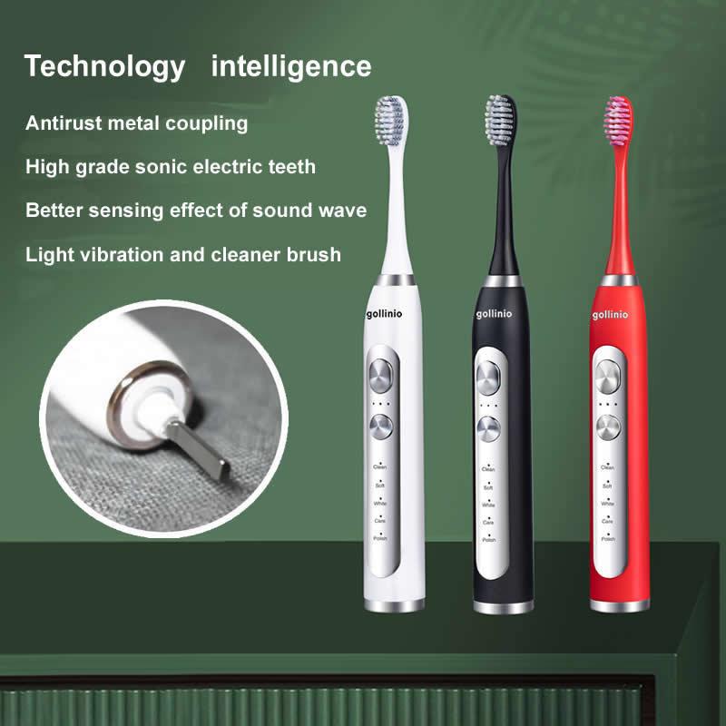 gollinio Electric Toothbrush Adult smart Brush USB fast charging Rechargeable Tooth Brushes Replacement Heads Set GL07A