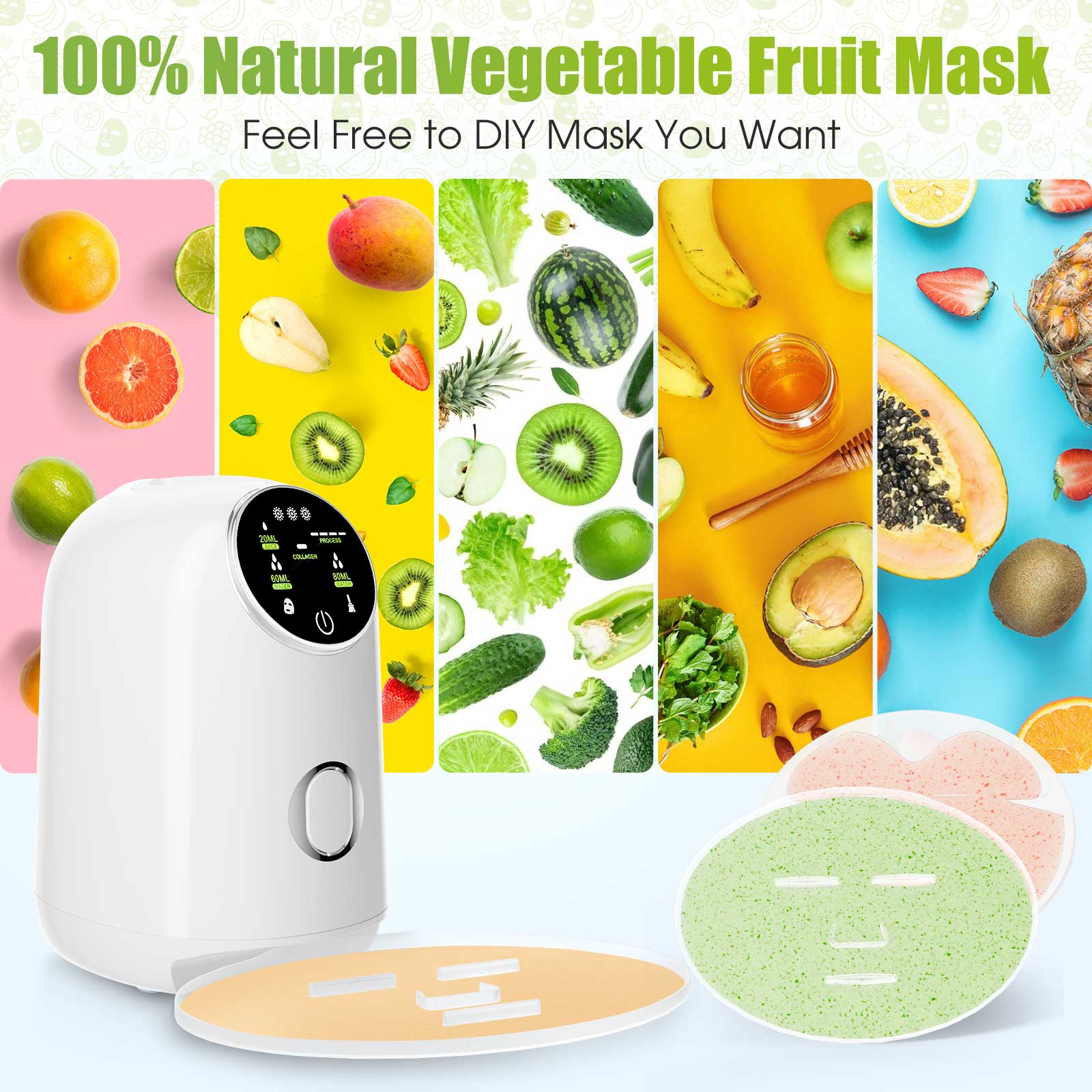 Face Mask Maker Machine DIY Facial Treatment Fruit Natural Vegetable Collagen Beauty Salon SPA Smart Touch Screen Mask Devic