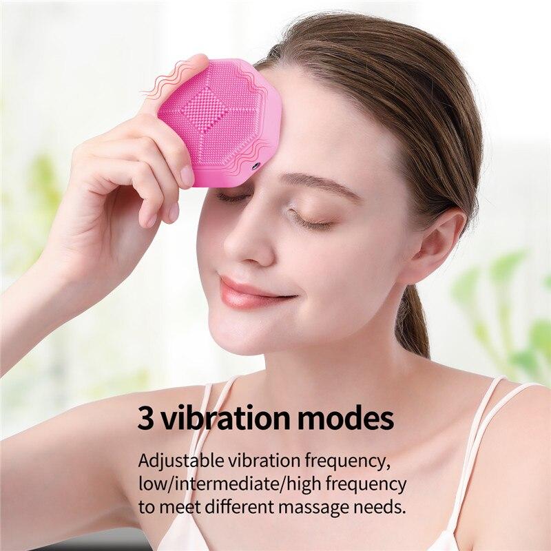 45°C Mini Facial Cleansing Brush LED Light Therapy Sonic Face Brush Massager Smart Mask Treatment Exfoliating Deep Cleaning Tool