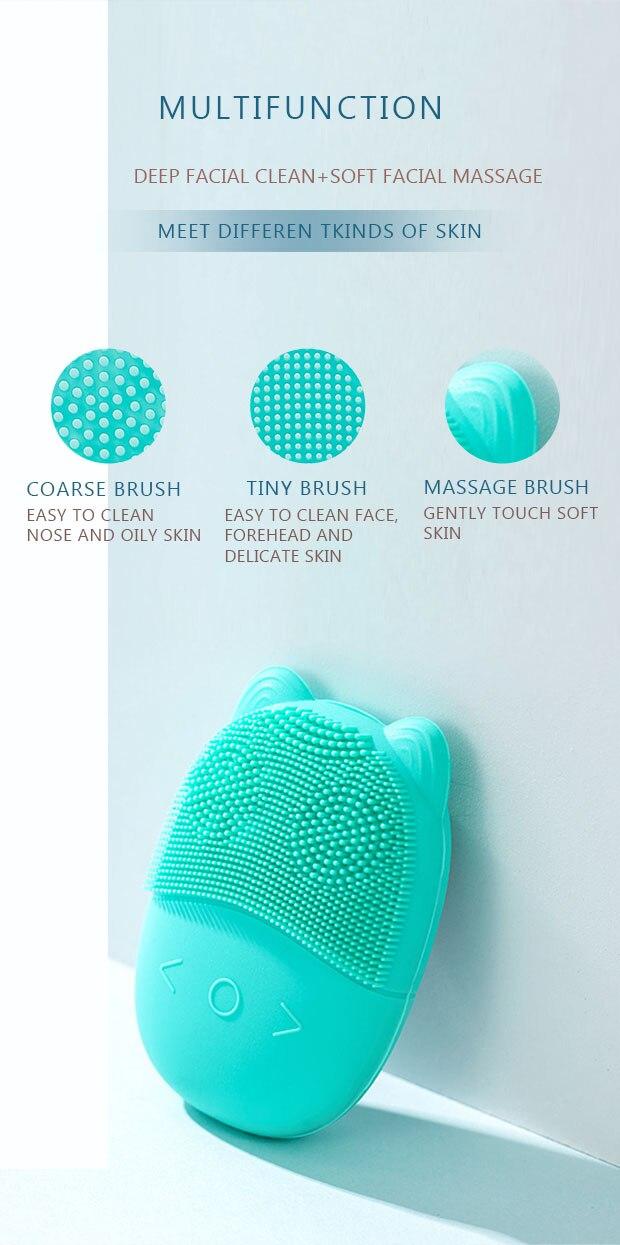 45°C Mini Facial Cleansing Brush LED Light Therapy Sonic Face Brush Massager Smart Mask Treatment Exfoliating Deep Cleaning Tool