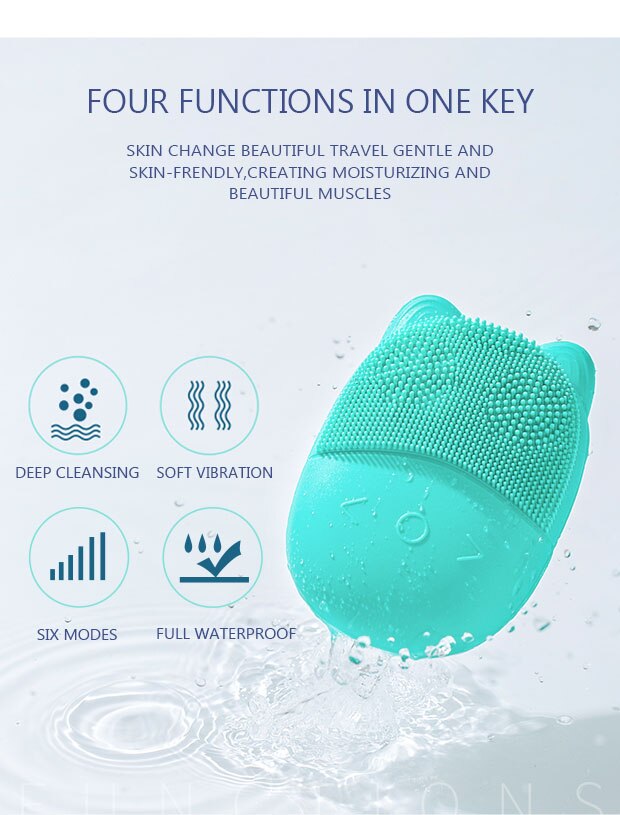 45°C Mini Facial Cleansing Brush LED Light Therapy Sonic Face Brush Massager Smart Mask Treatment Exfoliating Deep Cleaning Tool