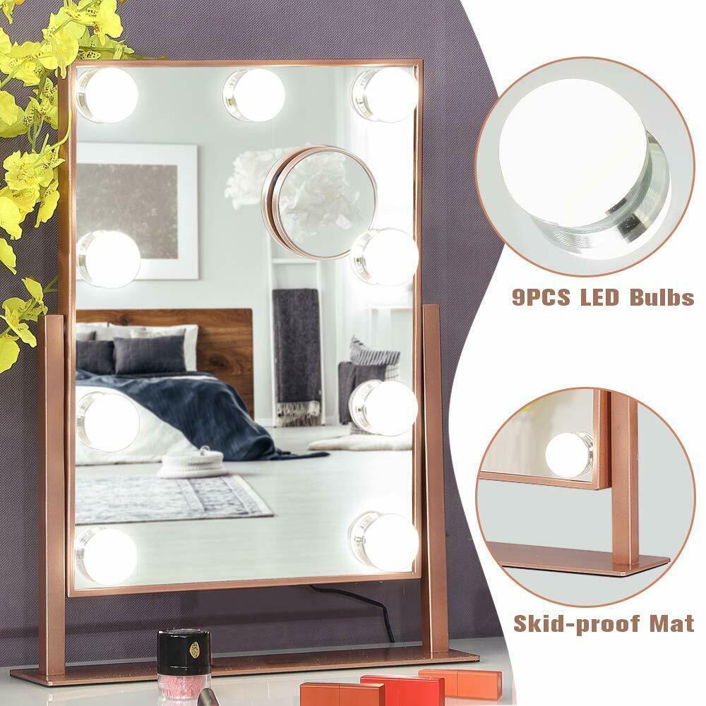Hollywood Mirror with Light Large Lighted Makeup Mirror Vanity Makeup Mirror Smart Touch Control 10X Magnification 360°Rotation