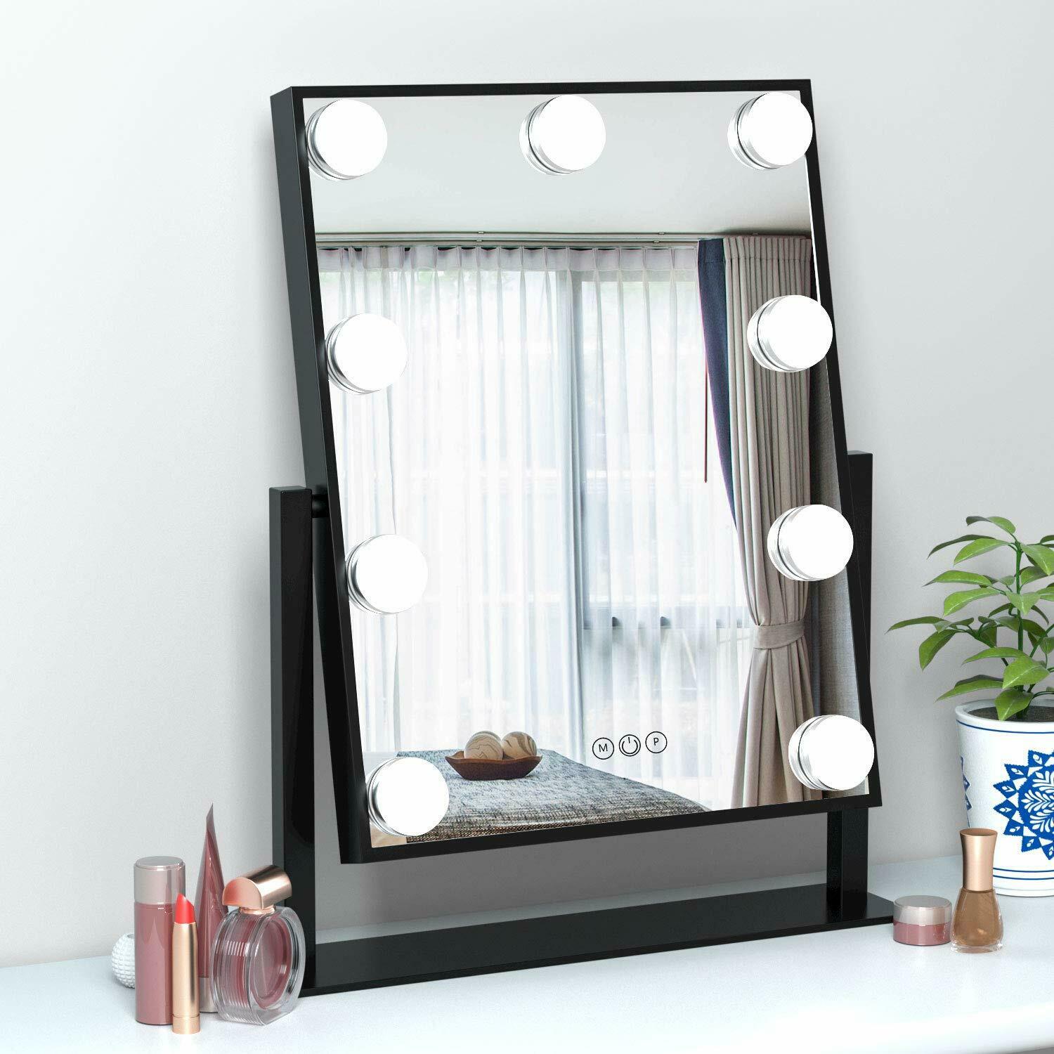 Hollywood Mirror with Light Large Lighted Makeup Mirror Vanity Makeup Mirror Smart Touch Control 10X Magnification 360°Rotation