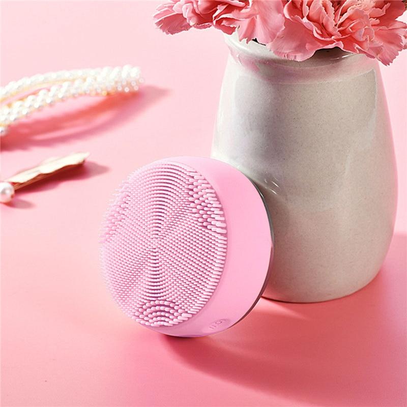CkeyiN 2 In 1 Sonic Facial Cleansing Brush EMS LED Photon Therapy Hot Compress Face Brush Massager Smart Mask Skin Beauty Device