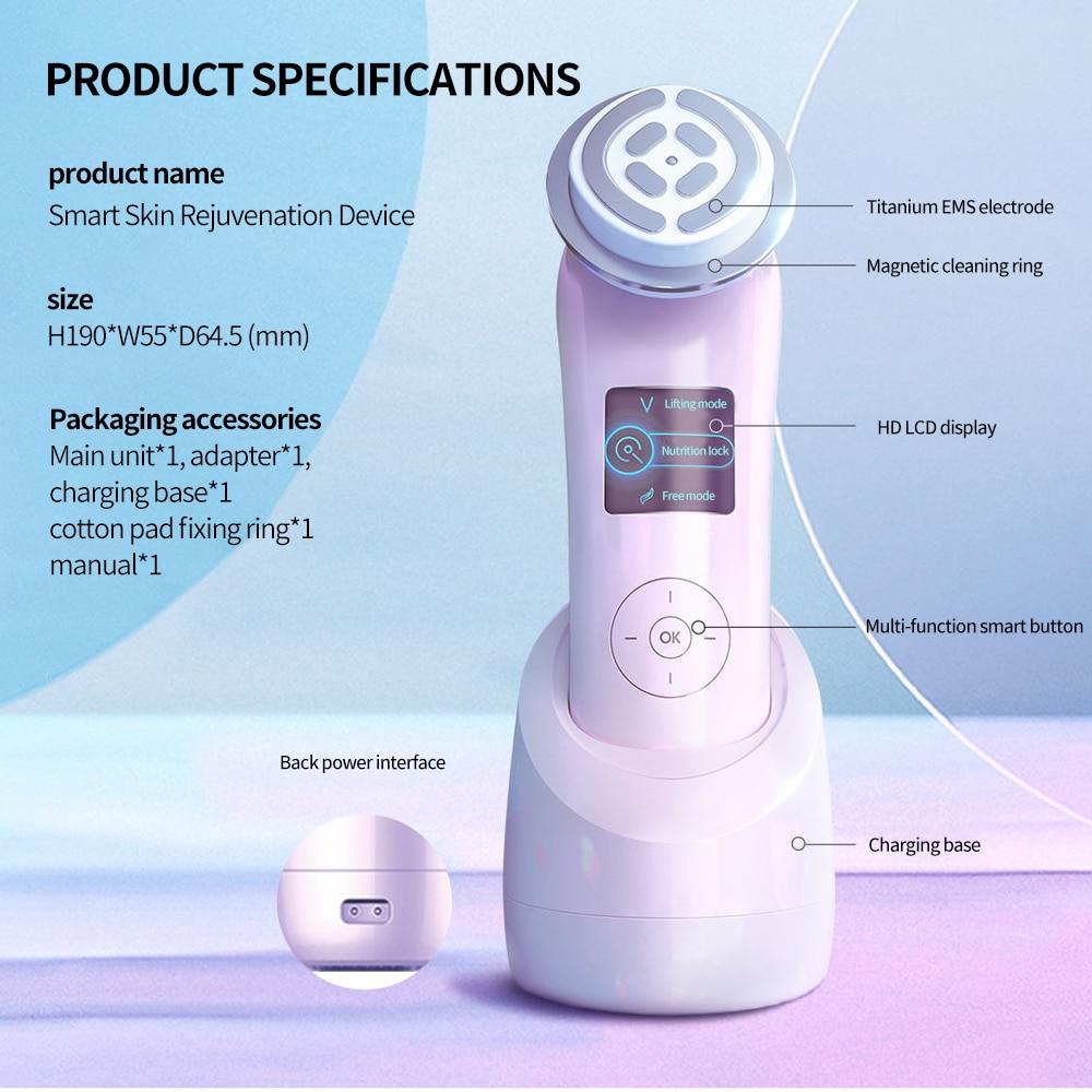 Professional Smart Tender Skin Apparatus RF Visible EMS Facial Massager Deep Cleansing Lifting Face Wrinkle Removal V Face