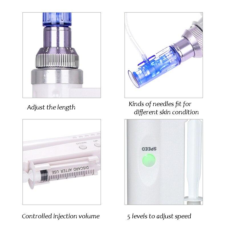 2 in 1 Hydra Injector Derma Pen Mesotherapy Microneedle Mesogun, Portable Smart Injector Pen Facial Treatment Machine