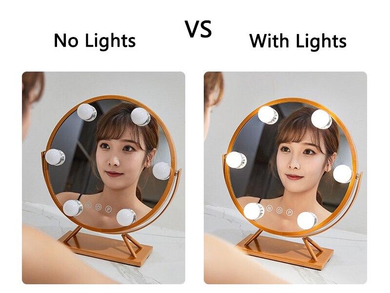 LED Makeup Mirror With Light Beauty Bulbs Mirrors Smart Touch Multi-color Tones 360°Rotating Illuminated With 10X Magnifying
