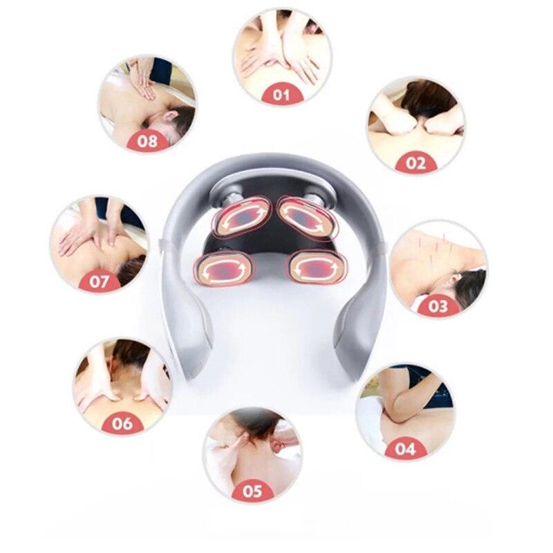 4D electric neck massager Cervical Pulse Pain Relief Far Infrared Heating Smart Physiotherapy Equipment 20-Speed Health Care