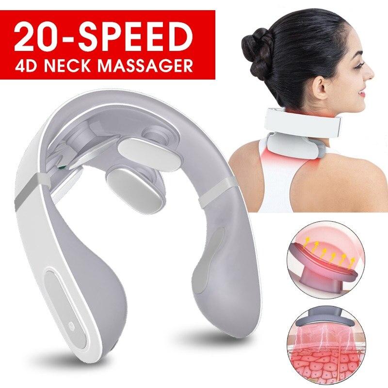 4D electric neck massager Cervical Pulse Pain Relief Far Infrared Heating Smart Physiotherapy Equipment 20-Speed Health Care