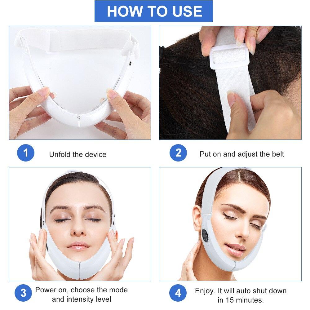 Smart Electric Fold Able Facial Slimming Strap Photon Skin Rejuvenation Wrinkle Double Chin Remover Vibration Beauty Instrument