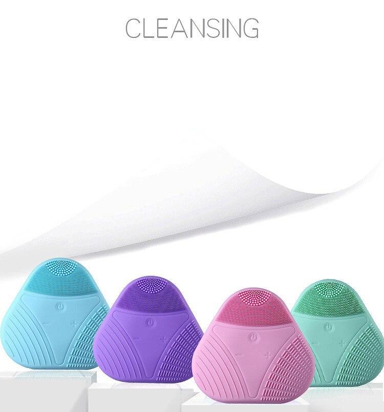New Electric Facial Cleansing Brush Silicone Vibration Skin Massage USB Rechargeable Smart Ultrasonic Face Cleanser Washing Tool