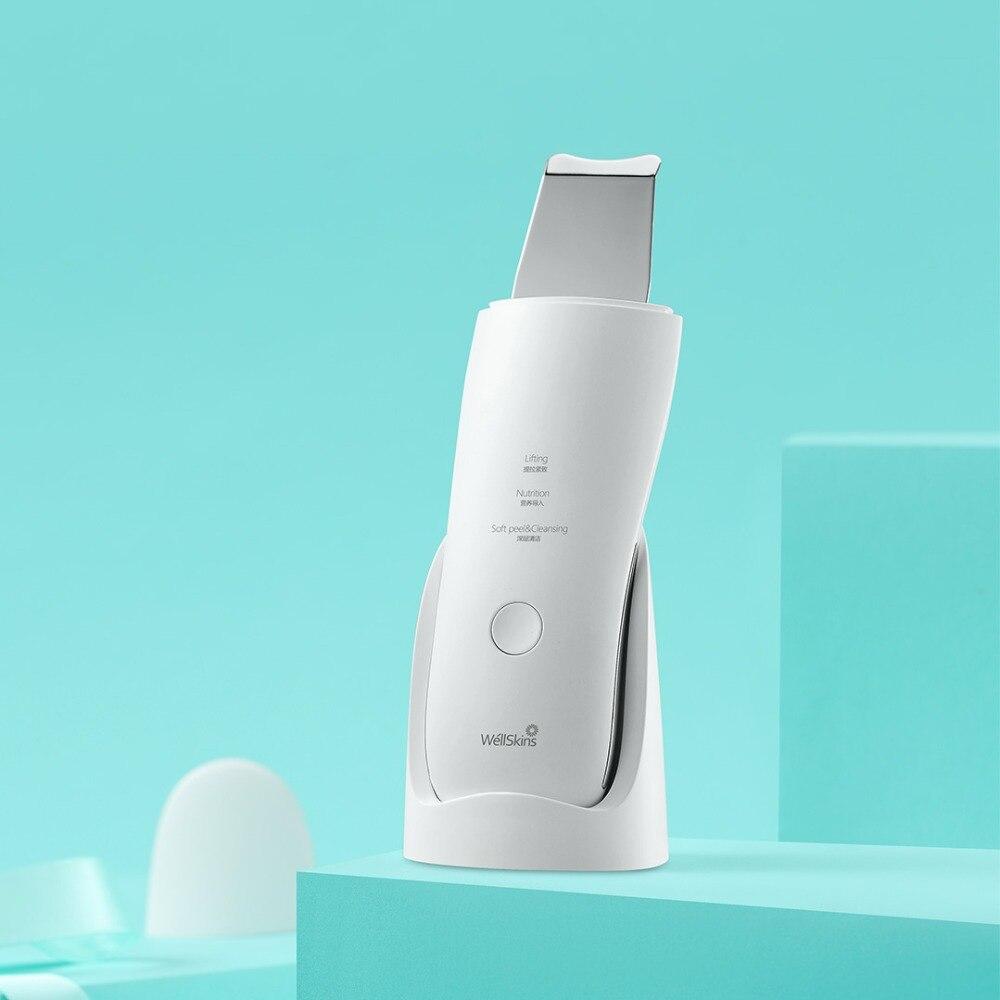 Youpin WellSkins Skin Care Ultrasonic Facial Skin Scrubber Deep Face Cleaning Peeling Device Smart Home Chip Beauty Instrument