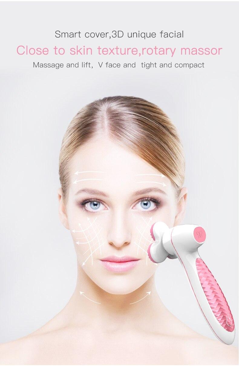 Multifunctional 3D V Shape Triple Detachable Head Brush IPX6 Waterproof Smart Facial Massage Cleaner
