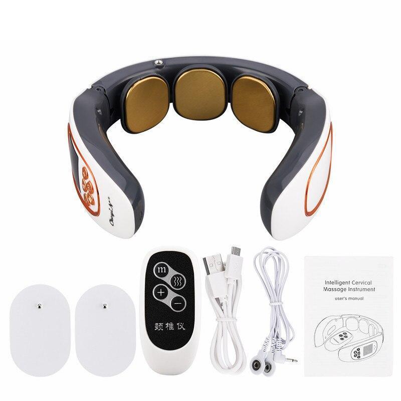 Ckeyin Smart Electric Neck Massager Pain Relief Health Care Pulse Massage Heated Relaxation Remote Control Physiotherapy Machine