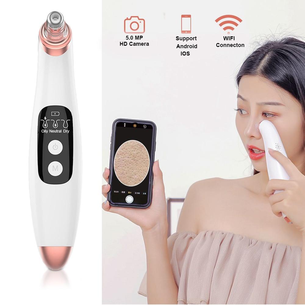 Smart WIFI Visual Electric Blackhead Remover Vacuum Suction Pore Cleaner Built-in 20X 5.0MP Camera Acne Removal Cleaning Tool