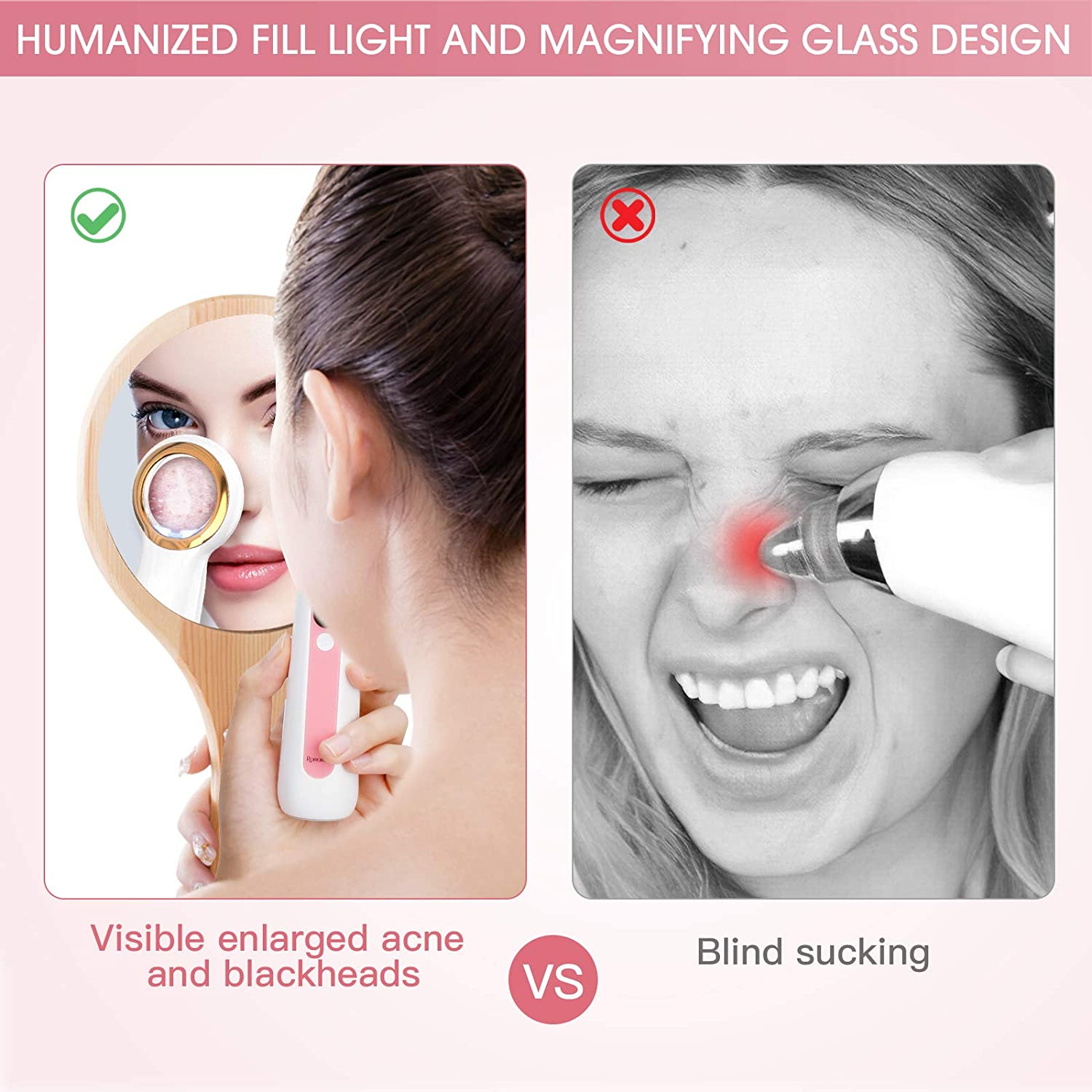 Visualized Blackhead Remover Led Fill Light Pore Cleaning, Smart Electric Home Beauty Device Remove Acne Suck Blackhead Artifact