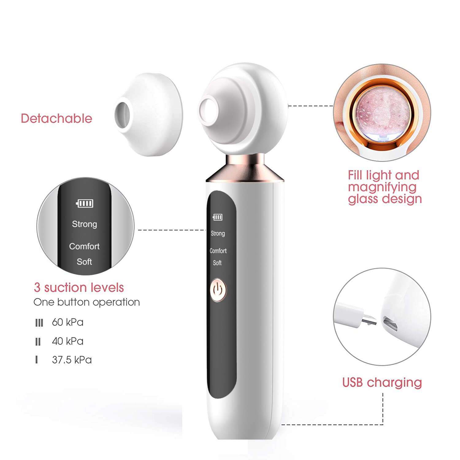 Visualized Blackhead Remover Led Fill Light Pore Cleaning, Smart Electric Home Beauty Device Remove Acne Suck Blackhead Artifact