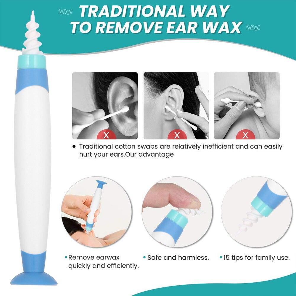 New Ear Wax Removal 16 Tips Spiral Smart Ear Care Clean Earpick Wax Remover Curette Ear Cleaner Spoon Plugs Spirals Care Tool