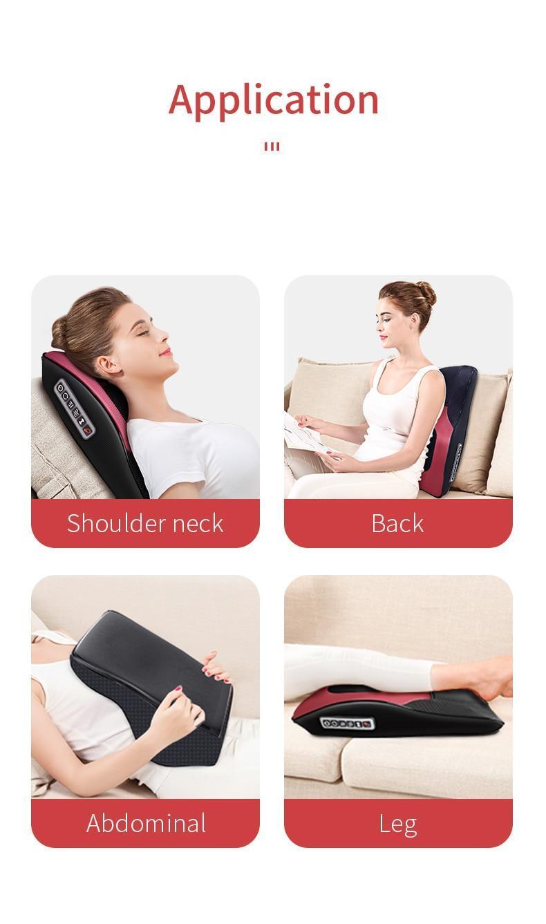 Jinkairui Massage Pillow Neck Back Massager Vibrating Relaxation Shoulder and Neck Multifunctional Electric Spine Massage Pillow