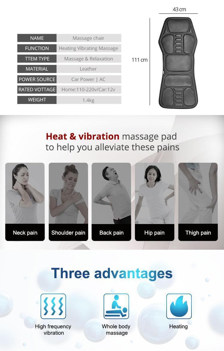 DARCON Electric Car Massage Chair Neck Back Massager Pad Heating Vibrating Body Massage Cusion Home Car charging Relax Mat