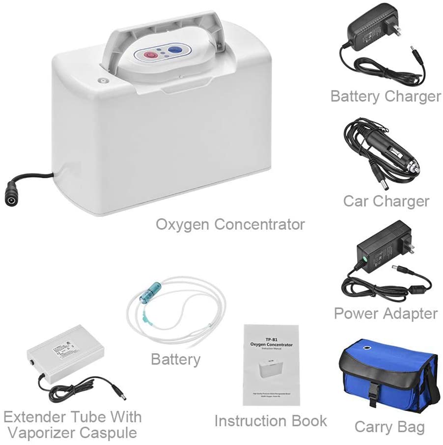 Portable Oxygen Concentrator Battery Oxygen Generator Household Oxygen Bar Air Purifier with Bag Li Battery Car Charger