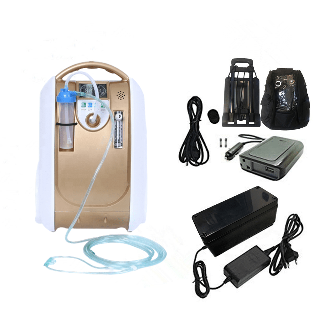 Portable Household Oxygen Concentrator Generator Battery Oxygen Bar with Car Adpator Carry Bag Trolley Oxygen Inhaler