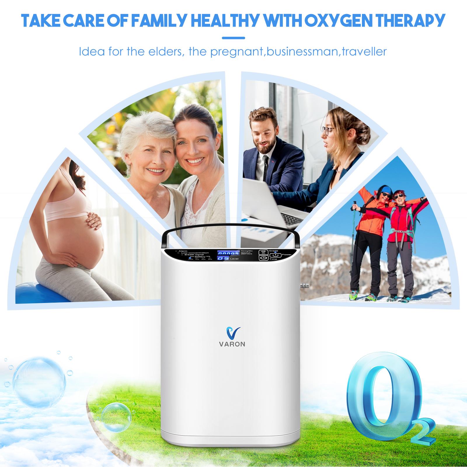 VARON Portable Mini Oxygen Concentrator 93% concentration 5L Pulse Flow Oxygent Concentrator for Home Use Oxygen Making Machine