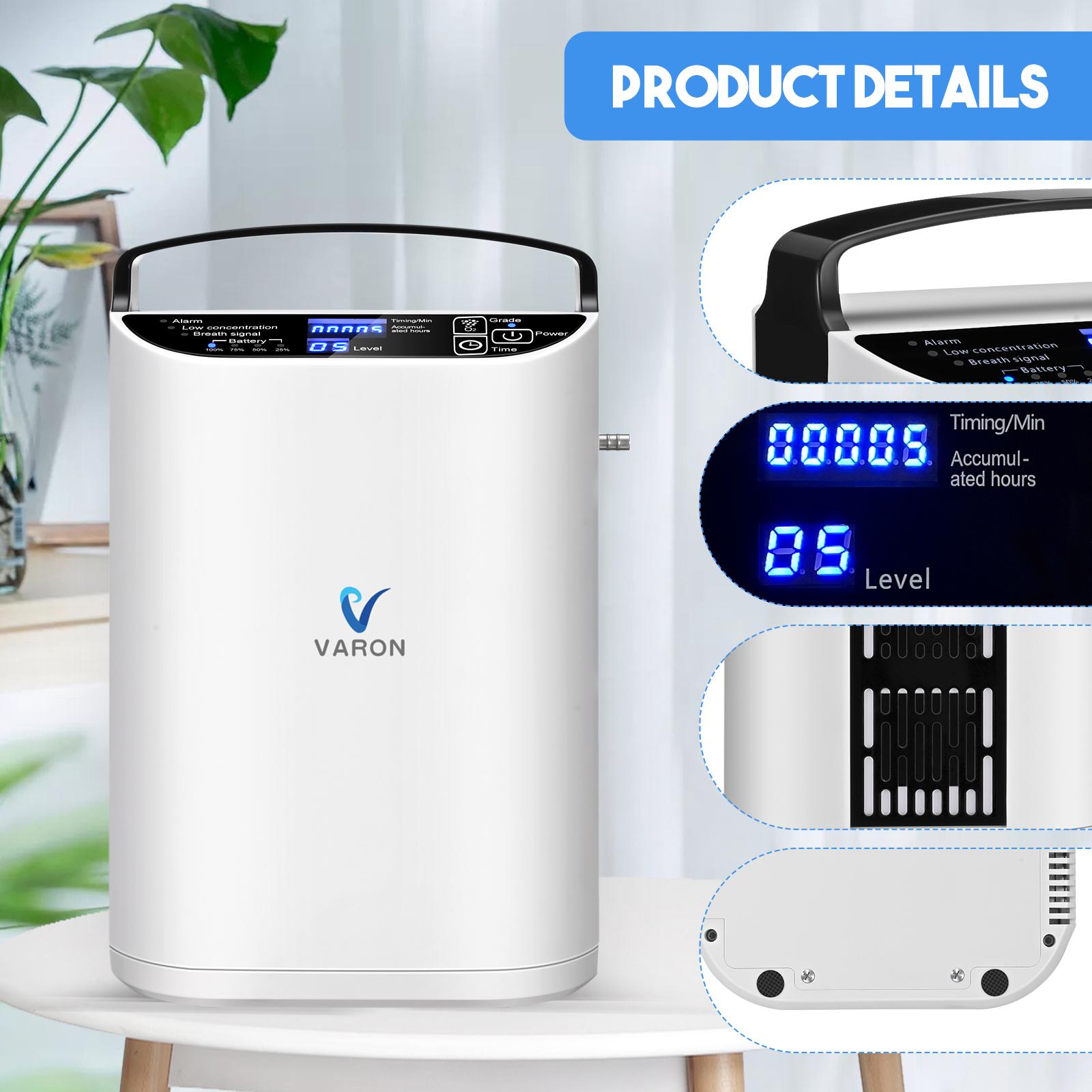 VARON Portable Mini Oxygen Concentrator 93% concentration 5L Pulse Flow Oxygent Concentrator for Home Use Oxygen Making Machine